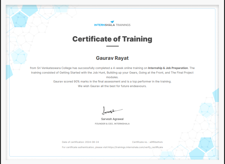 Internshala Python Certificate
